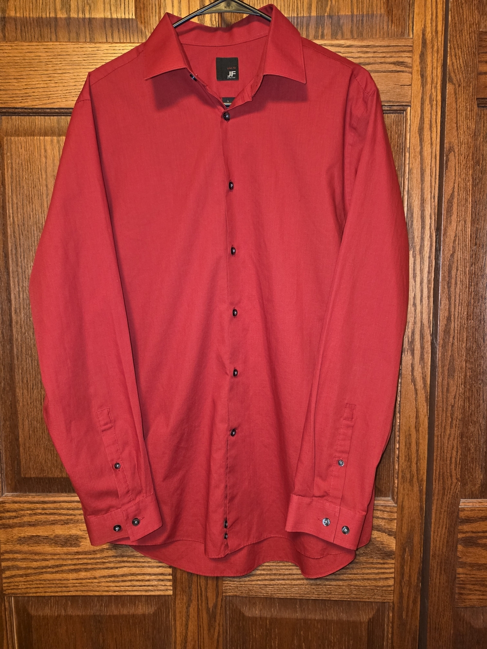 jf j.ferrar Red Men's Dress Shirt - Button Front
